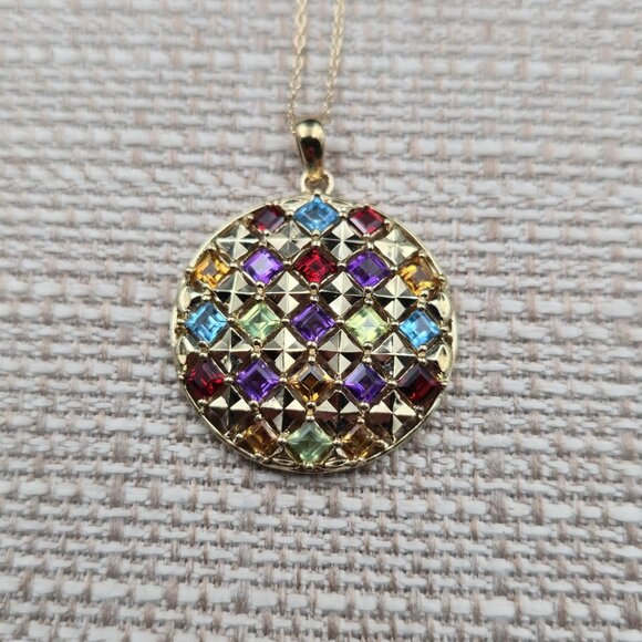 18 Inch Gold Over Sterling Silver Topaz Garnet Peridot Citrine Necklace A6270 - Picture 4 of 8